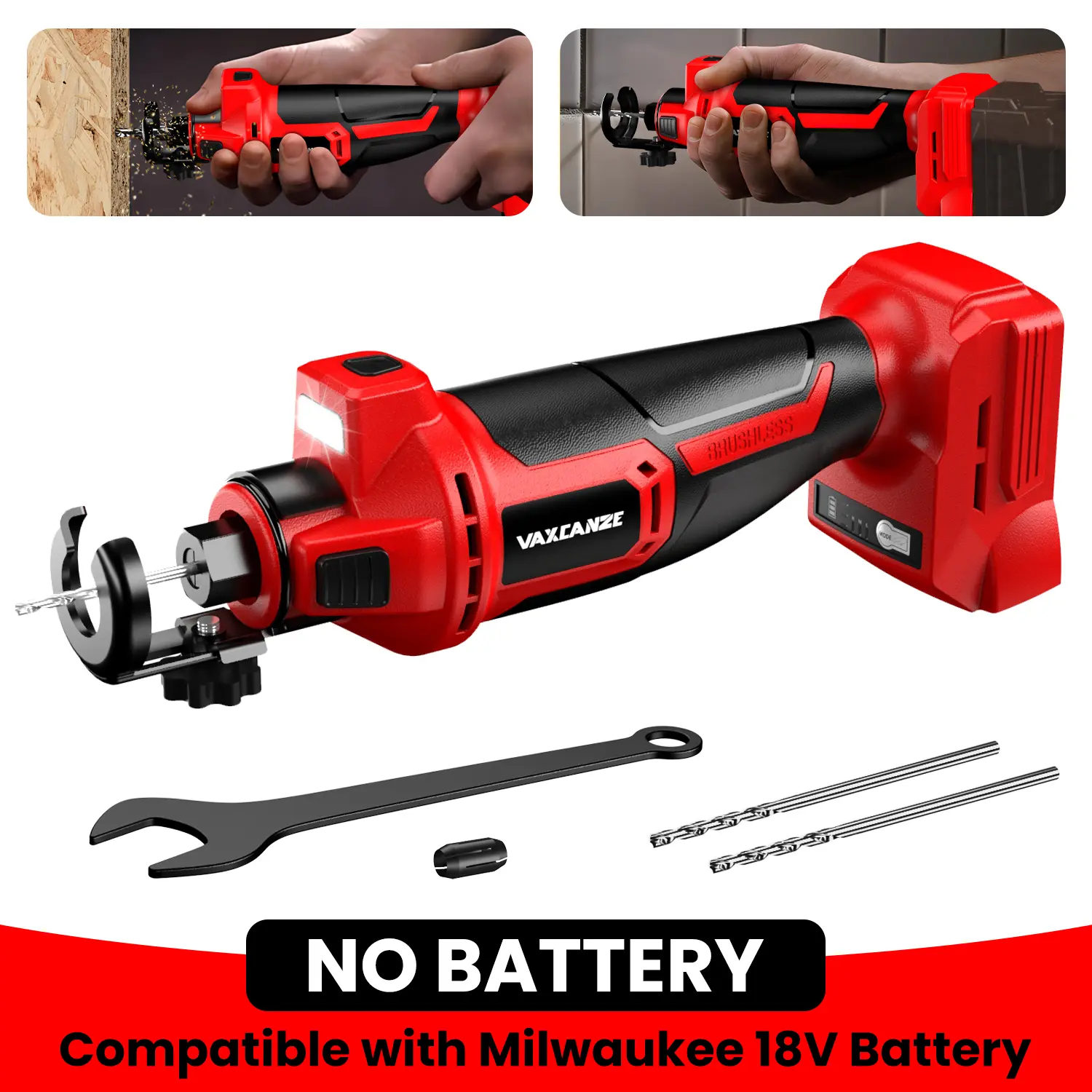 【No Battery】Vaxcanz Cordless Drywall Cut-Out Bare Tool for Milwaukee 20V Battery, Brushless Rotary Saw Power Tool, 3-Speed Adjustable Cordless Cutting Machine Up to 30000 RPM, Heavy-Duty Compact Portable Kit for Drywall Sheetrock Wood, Power Tools