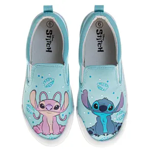 Stitch & Angel SlipOn Low Top Canvas Sneakers Women's  Easy SlipOn Casual Wear Comfort Fit Fun Design Everyday Style (Adult)