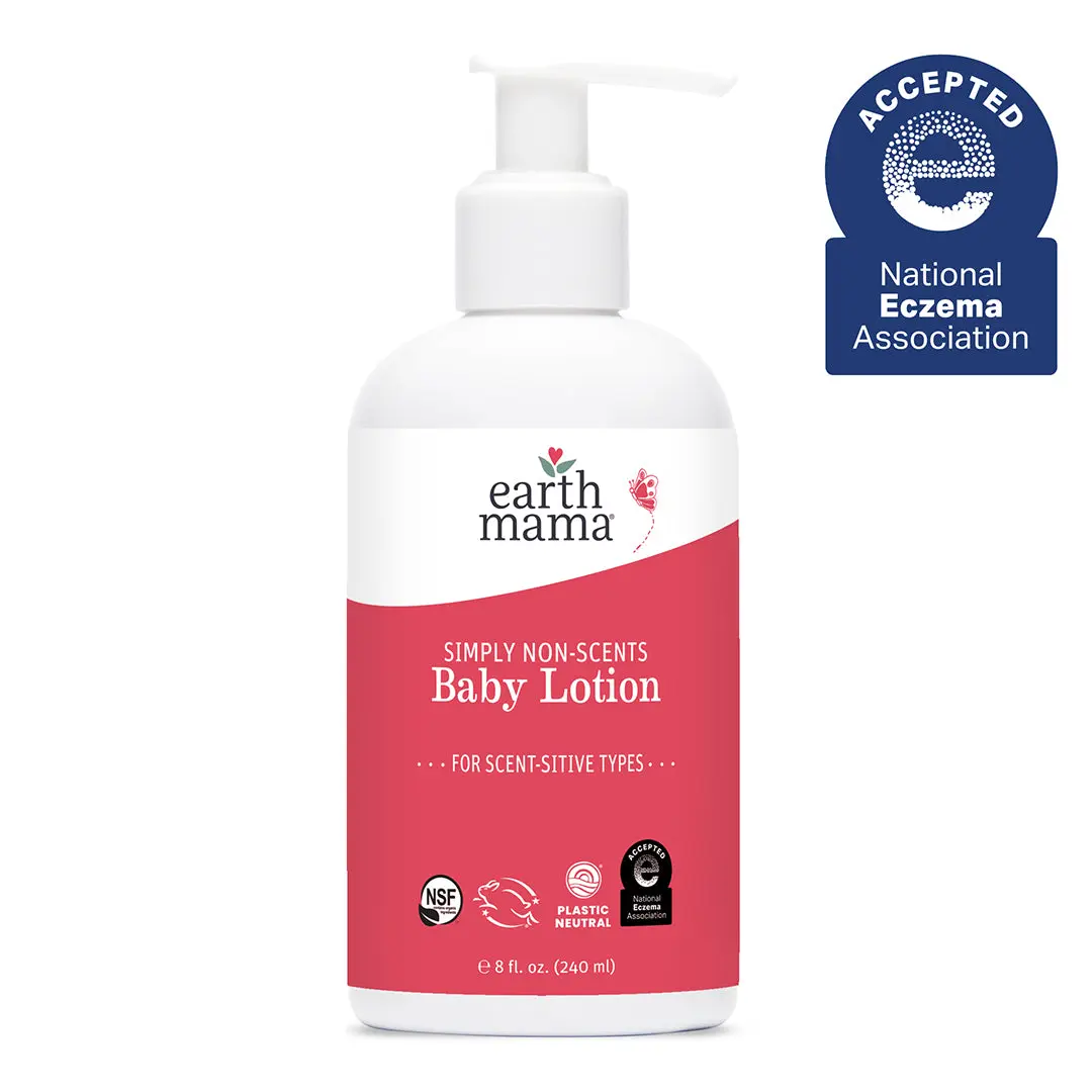 Earth Mama Simply Non-Scents Baby Lotion – Fragrance-Free Moisturizer for Sensitive Skin – Gentle Baby Lotion for Newborns & Family Use