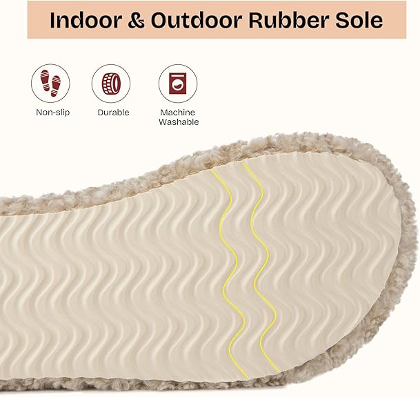 Women's Cozy Fuzzy Flat Slippers | Warm Fluffy Faux Fur Bedroom Sandal | Memory Foam & Non Slip Sole Home Footwear for Winter