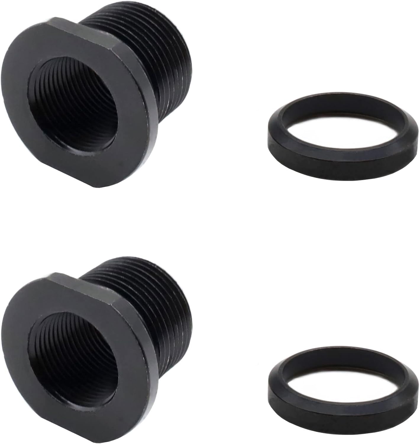 2 Pack 1/2x28 to 5/8x24 Thread Protector Adapter with Crush Washer, CNC Machined , Black Oxide Finish