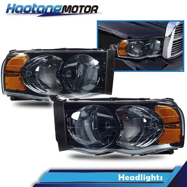 CROSSDESIGN Chrome Housing Corner Truck Headlights - Weather-Resistant Replacement Car Lights, Vehicle-Specific Fit for 02-05 Dodge Ram 1500, 2500, 3500 (US), Replacement Car Light, Truck Headlight