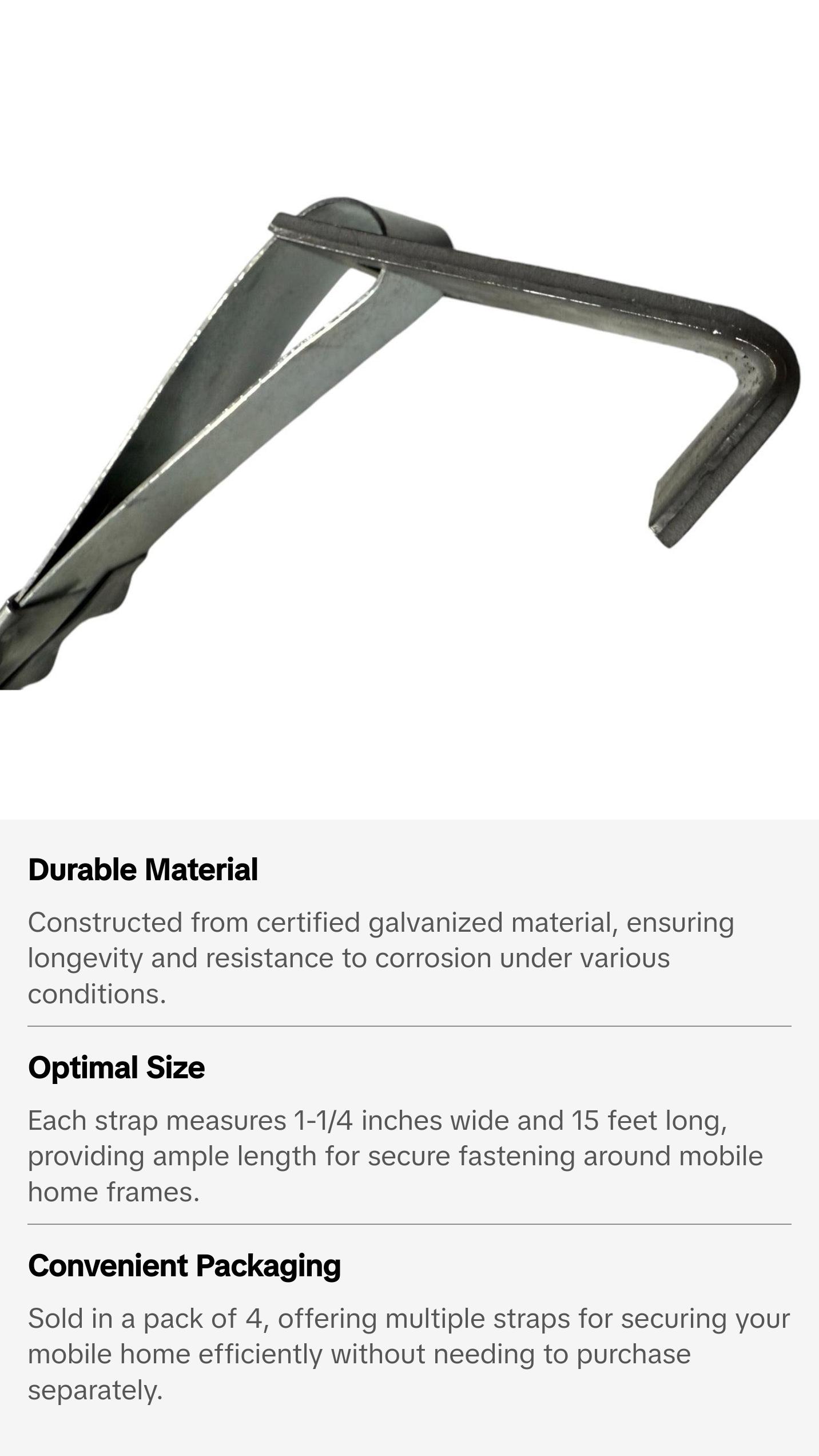 Home Pride Mobile Home Frame 15' Strap with Hook (4 Pack)