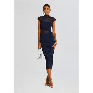 Tabitha Mesh Ruched Midi Dress