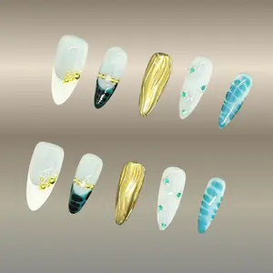 Bling by Allie GILDED ICE - 100% Handmade Press-On Nails | Resusable, Salon Quality, Long Lasting