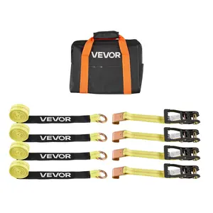 VEVOR Wheel Chock Tie-Down Kit, Tire-Style Motorcycle Tie-Down System, Car Tie Down Kit with Flat Hook, Break Strength 10009 lbs & Working Load 3333 lbs Trailer Tie Down Strap for ATVs, SUVs, Trailers