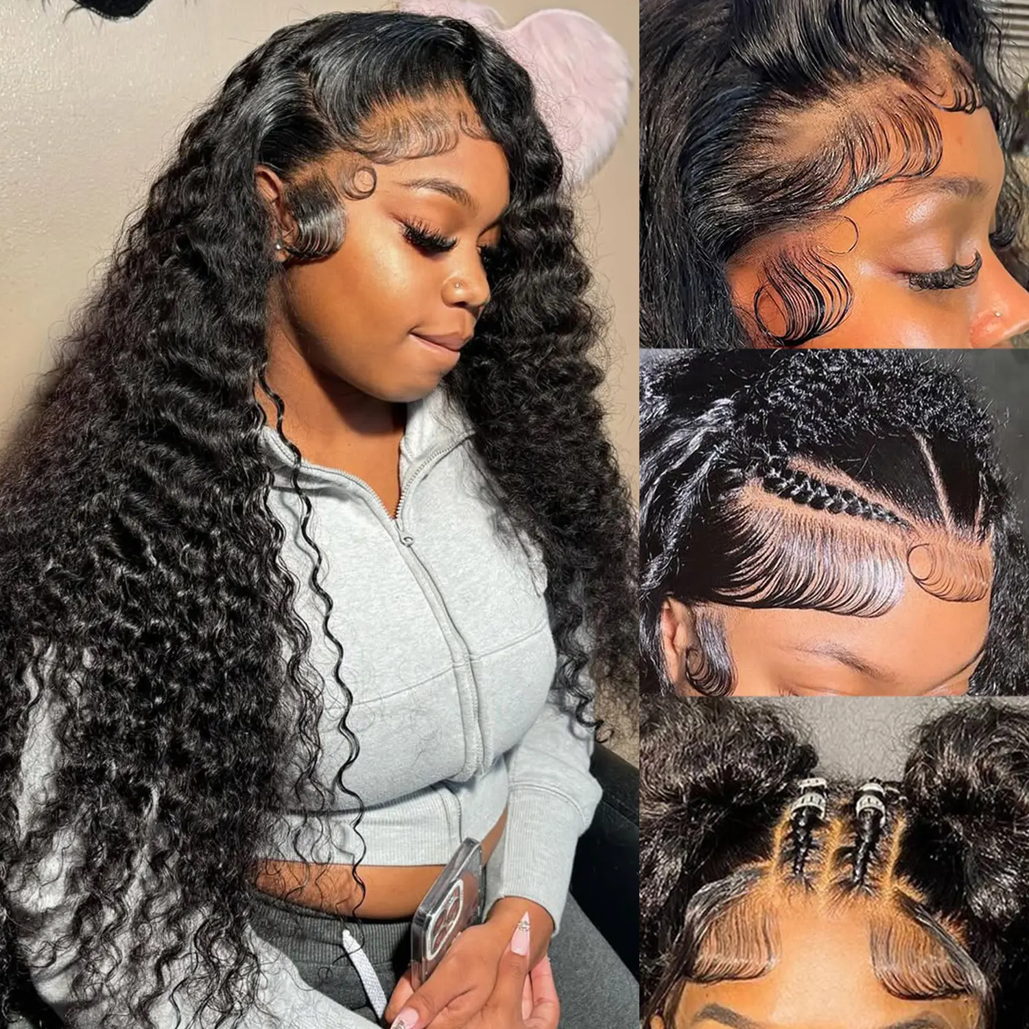 30 Inch Deep Wave Lace Front Wigs Human Hair 13x6 HD Lace Front Wigs Pre Plucked Brazilian Curly Human Hair Wig 200 Density Glueless Frontal Wigs For Black Women Frontlace Wig