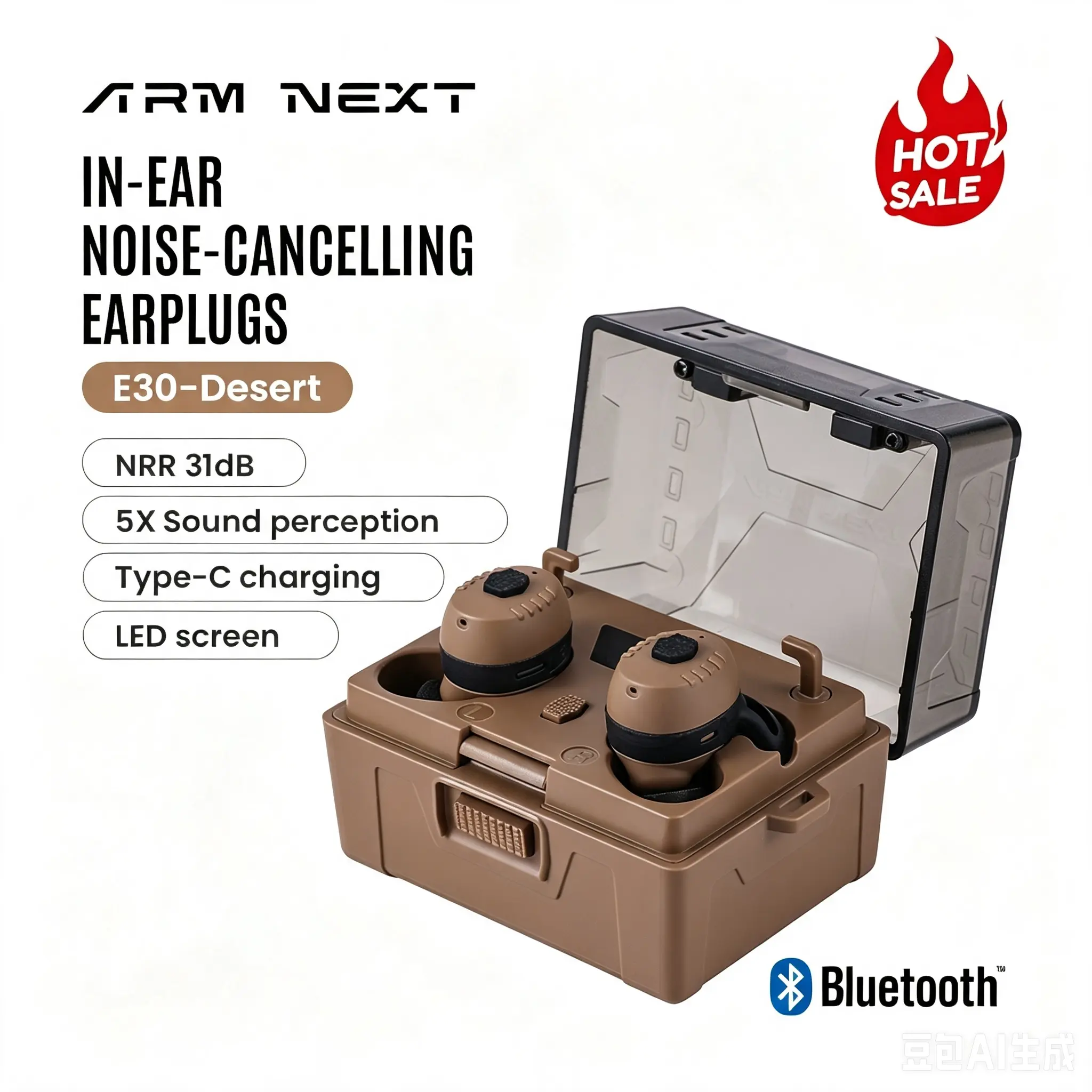 ARM NEXT FieldOps Tactical Earbuds E30 Hearing Protection with Bluetooth, 31dB Noise Reduction for Shooting Wireless Tactical Earbuds with Sound Pickup, Bluetooth 5.4, 50H Playtime, LED Display, for Hunting & Work outdoorfun fathersdayg tiktokshopbacktosc