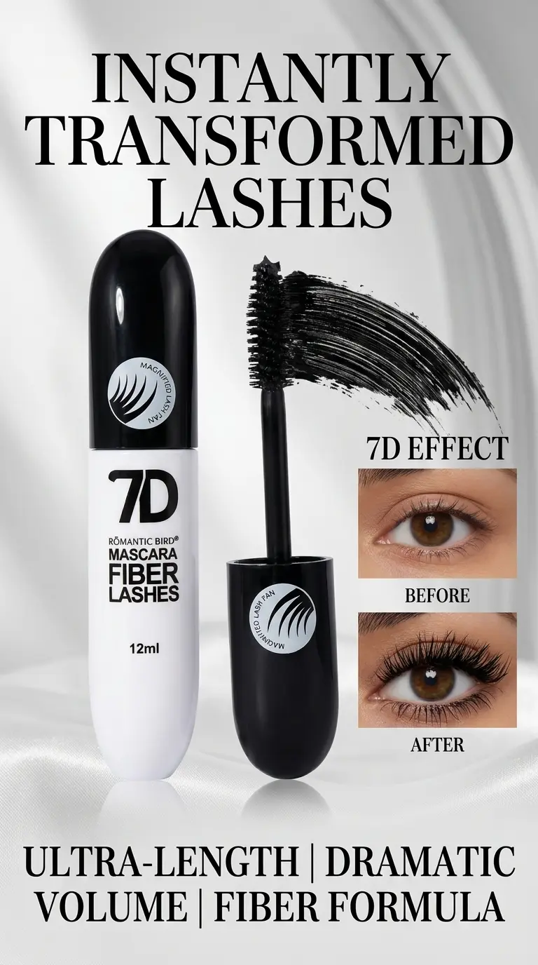 7D Silk Fiber Eyelashes Mascara for Adults - Longwear, Volume & Length Enhancing Mascara, 24-Hour Smudge-Proof Water Resistant, Buildable Spider Lash Look, Beginner Easy Application, Perfect Gift