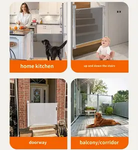 1pc Extra Wide Retractable Baby Gate, 118" Expandable Safety Fence for Stairs & Doorways, Lockable, One-Hand Operation, Easy Installation, Durable Polyethylene Terephthalate, Pressure Mounted, Plastic Gate for Home Safety