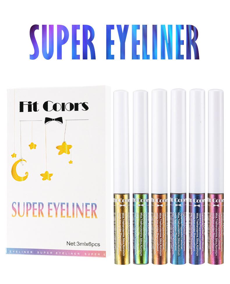 Fit Colors Chameleon Eyeliner Set 6 Color-Changing Liquid Liners Long-Lasting Waterproof Formula with Flexible Tip for Metallic Shimmer Makeup