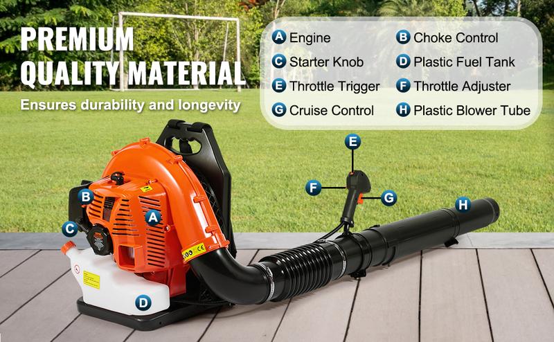 VEVOR Backpack Gas Leaf Blower, 3 Sizes (79CC/62CC/52CC), 2-Cycle Gas Powered Blower with 3L Fuel Tank, Ideal for Lawn Care