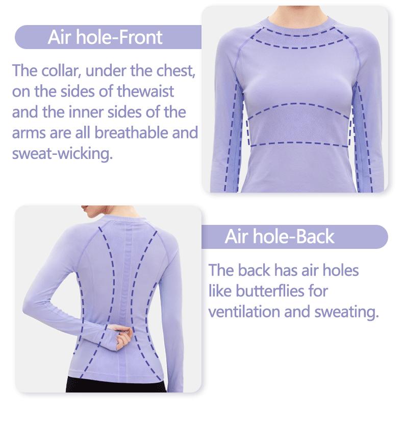 SUNVADUN 73D Seamless Long-sleeved Women's Yoga Top with Thumb Holes High-end Form-fitting for Professional Running Fitness Spring Autumn  Available Gym Sweatwear Gym Workout Shirt Everyday Activewear Athletic Techwear