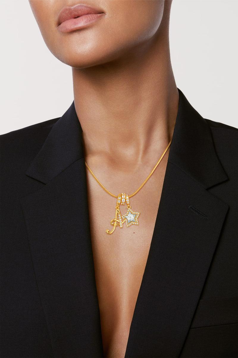 GANIA delicate 26-letter gold pendant with star decorations, an elegant lady's necklace, the ideal choice for Valentine's Day gifts
