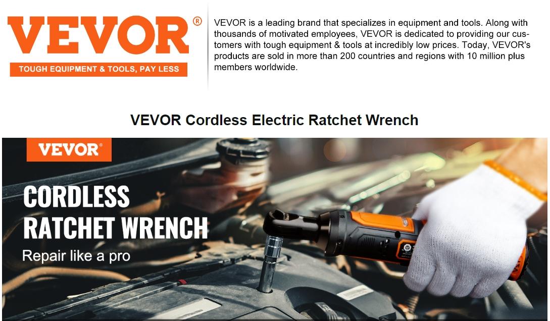 VEVOR 3/8" Cordless Electric Ratchet Wrench Set, TikTokShopBlackFriday, 12V 33 Ft lbs Power Ratchet Tool Kit, 45 Min Fast Charge, 2 Pack 2.0Ah Battery, Built in LED Light VEVOR 3/8" Cordless Electric Ratchet Wrench Set, TikTokShopBlackFriday, 12V 33 Ft lbs Power Ratchet Tool Kit, 45 Min Fast Charge, 2 Pack 2.0Ah Battery, Built in LED Light