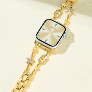 MISSAIR Sparkly Star Metal Chain Bracelet Band Compatible with Apple Watch Series 11-1, SE,  Ultra (38mm-49mm) – Rhinestone Jewelry Strap for Women
