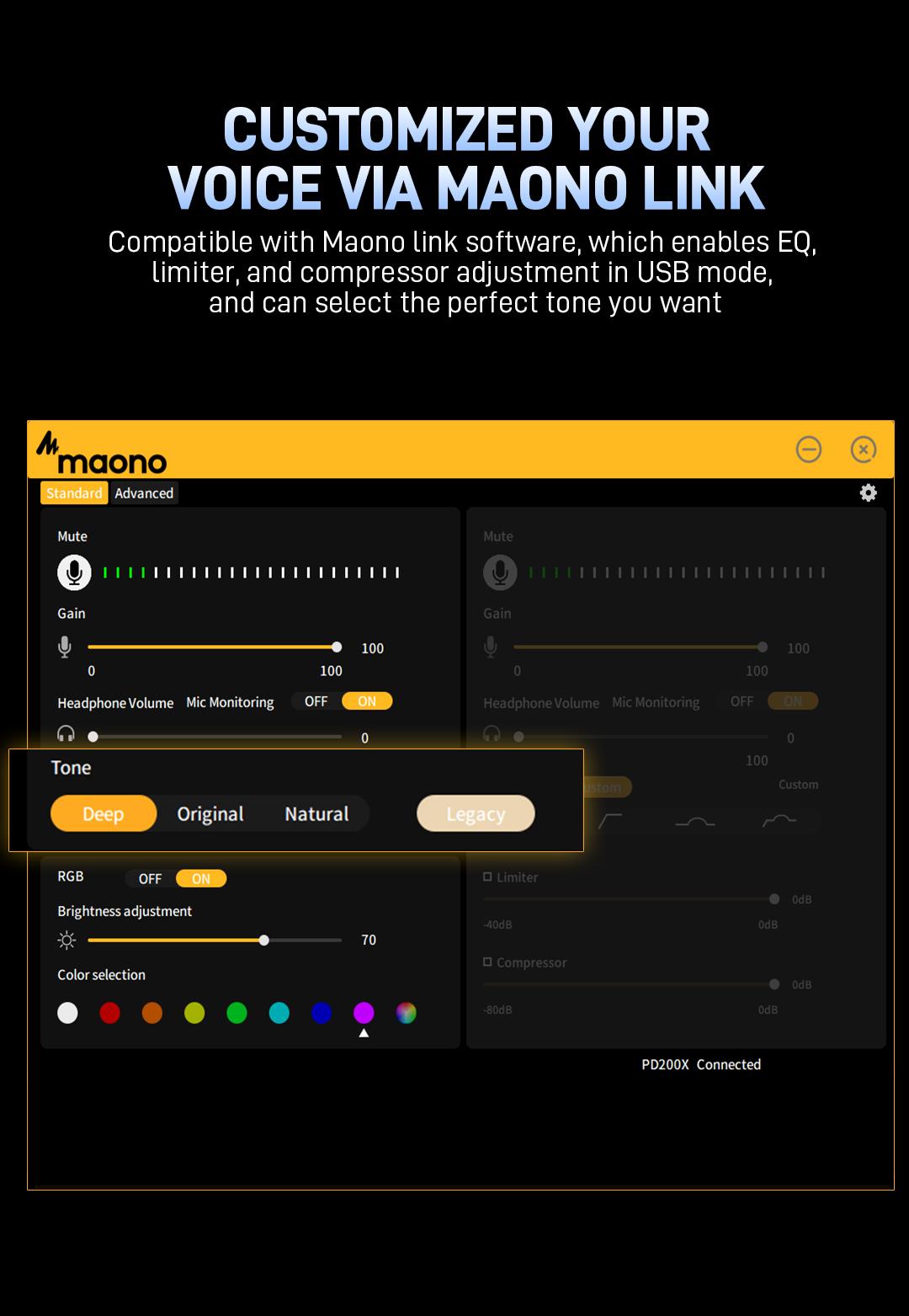 Maono PD200X Dynamic RGB Gaming Microphone with USB & XLR Cable Connectivity, Mute button, noise reduction, zero latency, widely compatible with computers, PC, Mac, Android /iOS smartphone, audio mixer, friendly for Singing, Gaming, Podcasting, Recording.