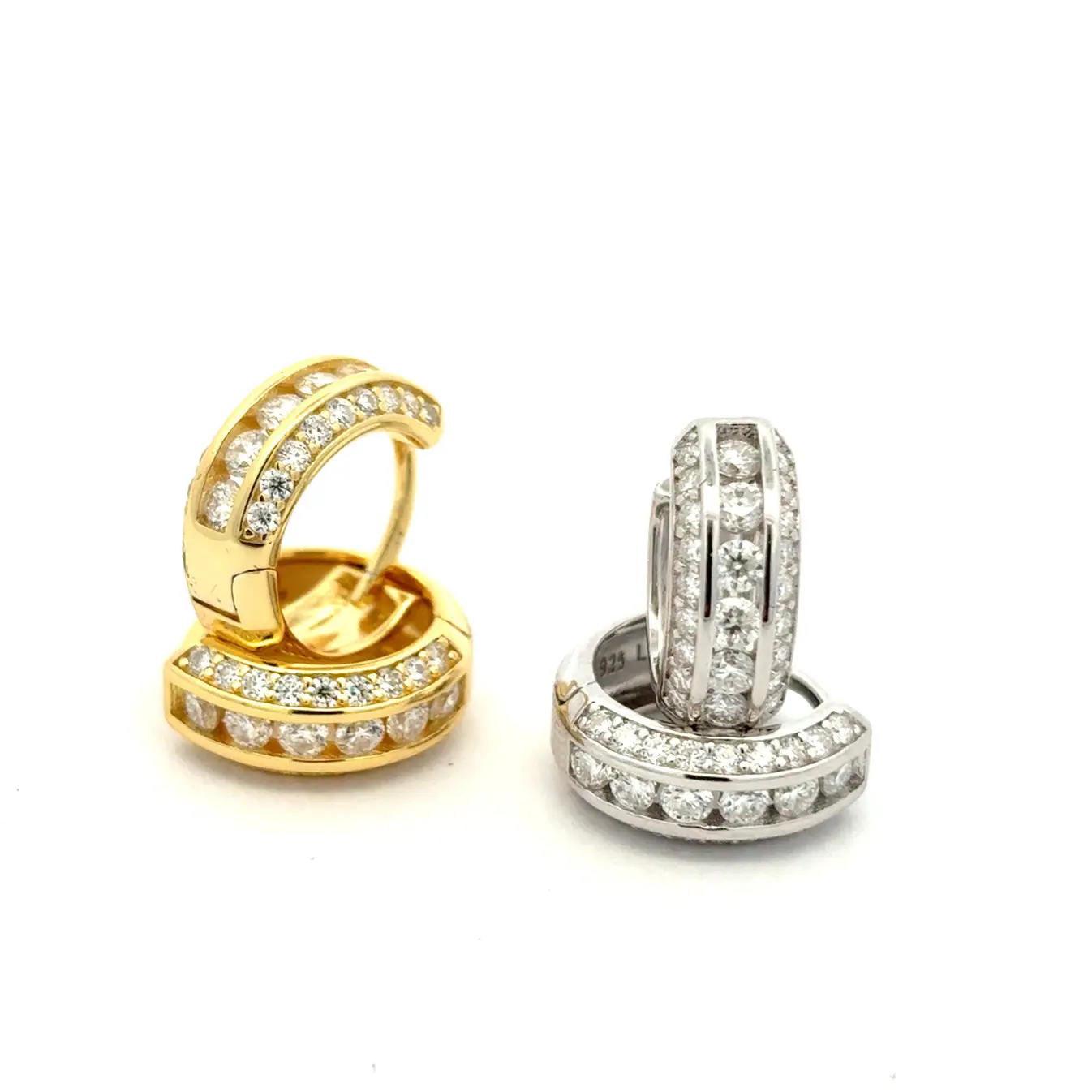 Female 1.25TCW VVS1 Moissanite Stones 3-Row Hoop Shape Earrings, 925 Sterling Silver Statement Earrings Jewelry