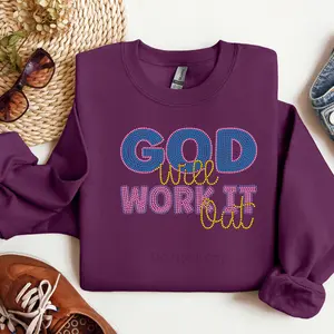 God Will Work It Out Rhinestone Transfer