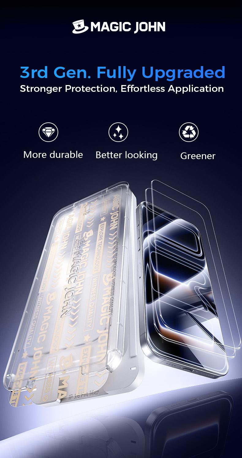 New MAGIC JOHN Premium Upgraded Privacy Screen Protector Dustproof Bubble-Free Design Ultra-Clear for iPhone & Samsung