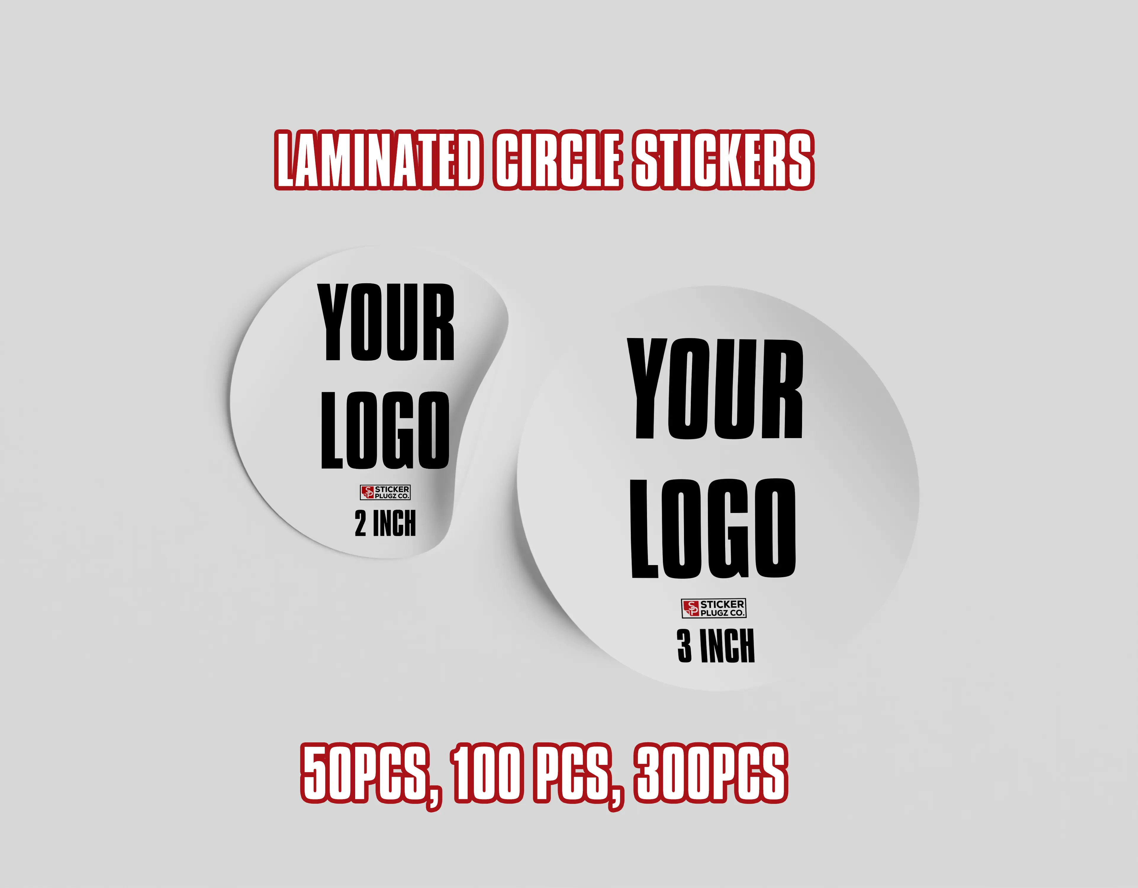Laminated Circle Stickers - 2 Inch & 3 Inch Custom Logo Stickers - 50PCS 100PCS 300PCS - Durable & Waterproof