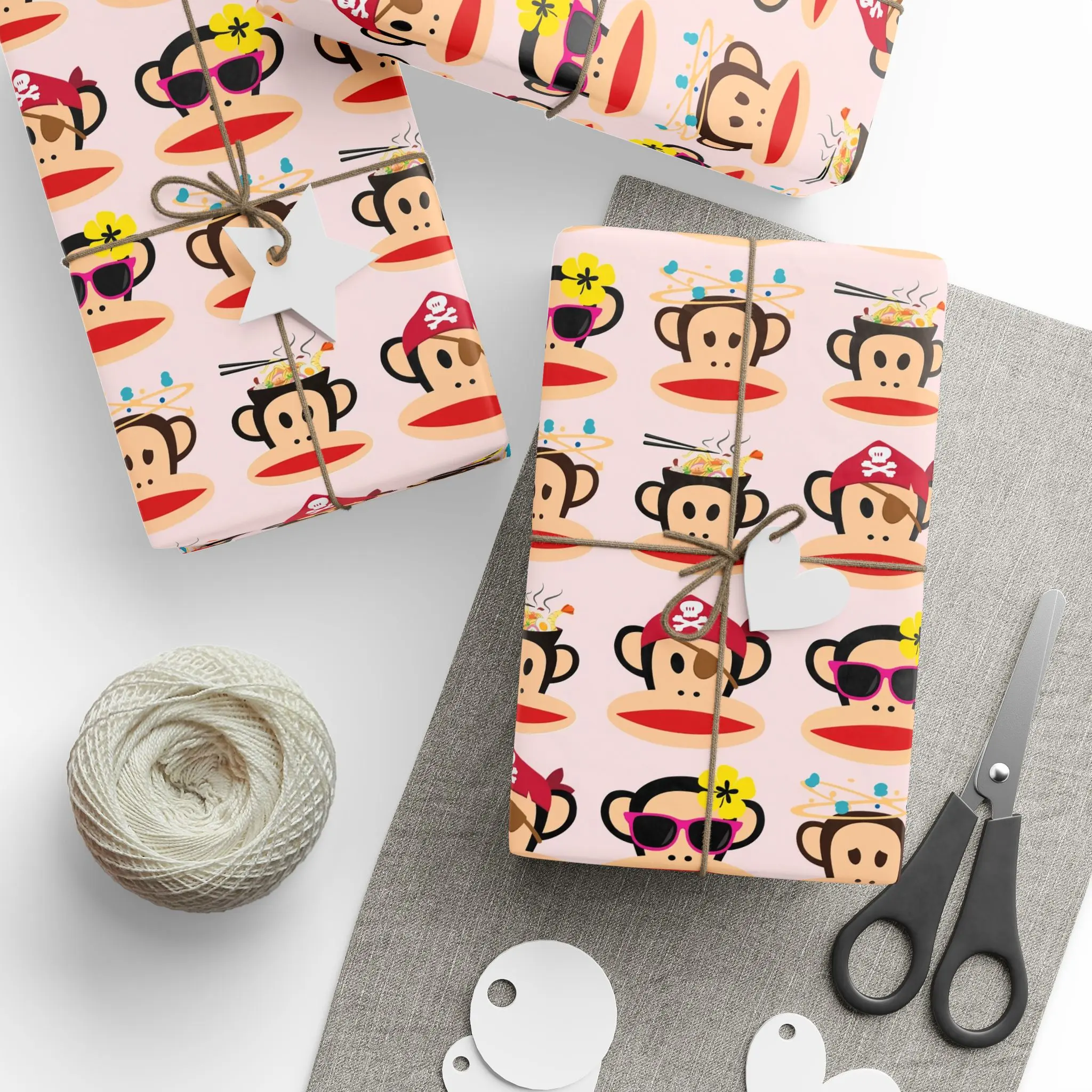 Cute Paul Frank Wrapping Paper, Colorful Monkey Gift Wrap for Birthday, Christmas