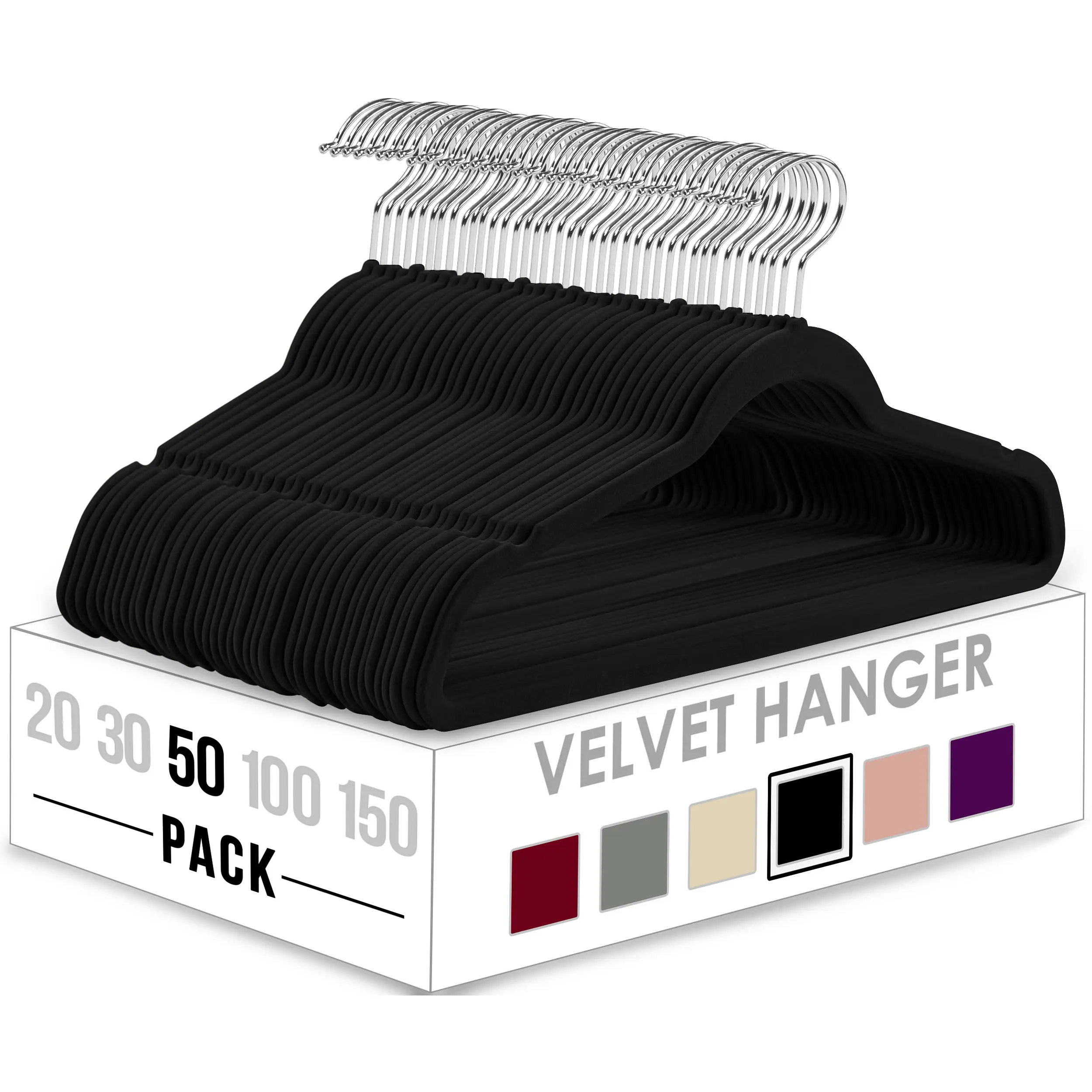 Utopia Home Soft Velvet Hangers Set - Minimalist Heavy-Duty ABS Space-Savers with Ultra-Grip Non-Slip Strappy Notch Grip, 360° Swivel Hook, 17.5x0.24x9.06in Organiser for Dresses/Outerwear, Creates More Hang Space, Space‑Saving Slim