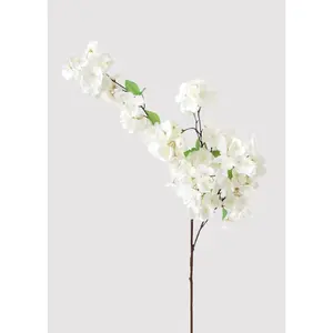 Faux Flowers Cherry Blossom Stem in Cream White - 44"