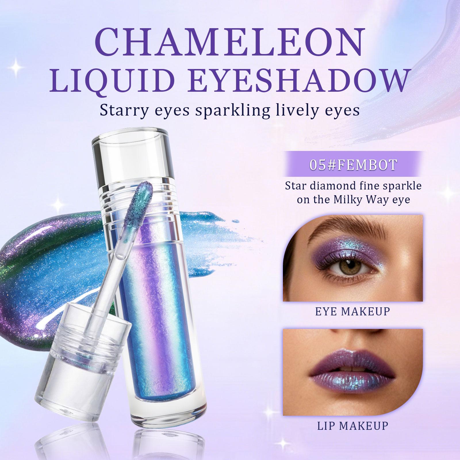 3 Colors Liquid Chameleon Glitter Eyeshadow, Metallic Liquid Chameleon Eyeshadow, Multi-Dimensional Eye Looks, Long-lasting Holographic Glitter Multichrome Eyeshadows Makeup (#03+05+06)