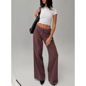 Baccarat Mid Rise Wide Leg Belted Pant Chocolate