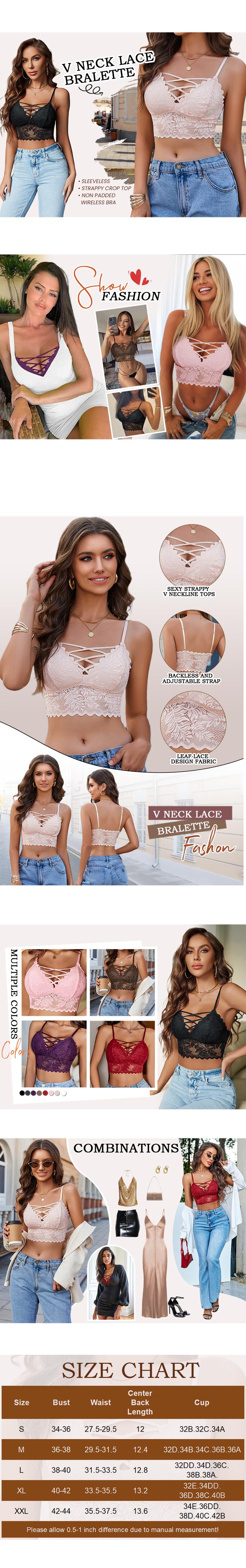 Avidlove Bralettes for Women V Neck Lace Camisole Y2K Tank Top Strappy Cami Unpadded Bra Lingerie Crop Tops Outfits