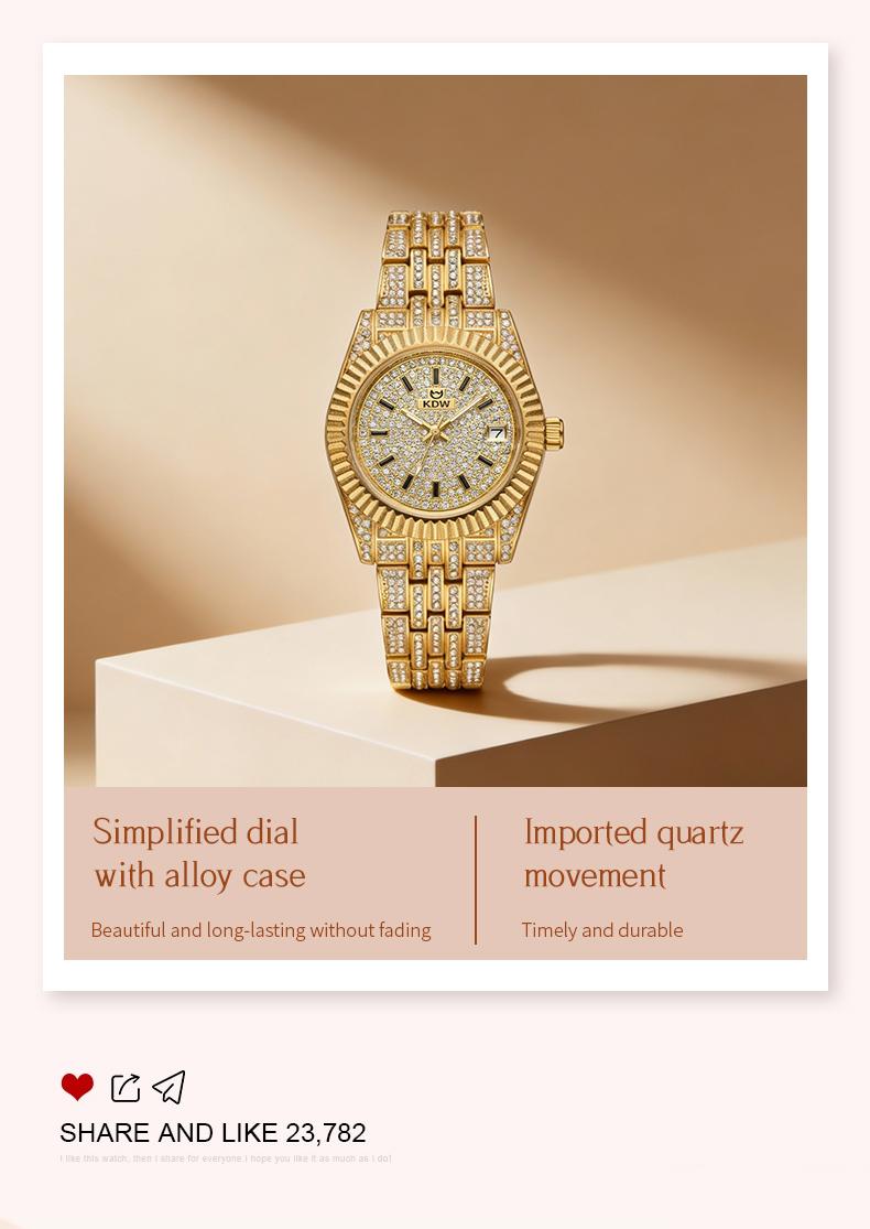 Ladies' Watch Luxury Full Diamond Bangle Watch – 30M Waterproof, Versatile & Practical, Timeless Classic Design, Comes with Matching Bracelet | Perfect Christmas Gift Option