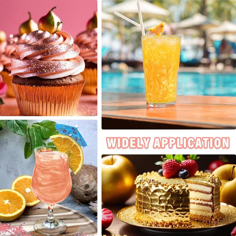 6 Natural Edible Glitter Set 3g/bottle Food Grade Water Soluble Luster Dust for Cake Decorating, Drinks & Festive Desserts, Edible Glitter Powder for Baking, Cocktail & Holiday Party Decor