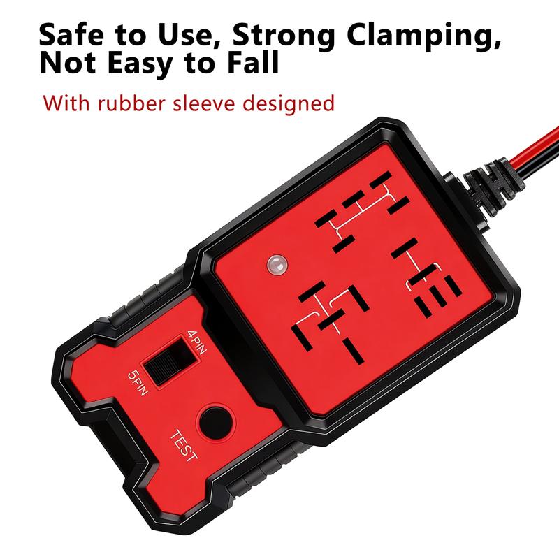 Automotive Relay Tester BJ-707, 4 & 5 Pin 12V Auto Diagnostic Tool, Small Handheld DIY Car Tester with Battery Clips, Relay Testing Kit, Electrical Systems Tool