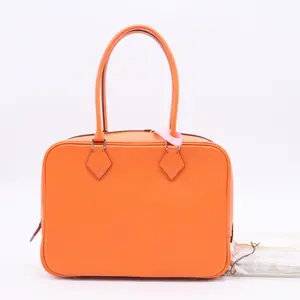 Pre-owned HERMÈS Leather Top Handle Bag Plume Zipped Handbag 28 Twins LDJ3107