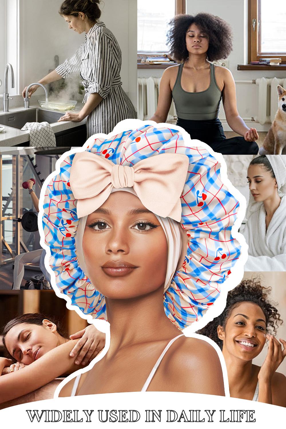 SeSe Code Satin Bonnet for Sleeping Double Layer Satin Lined Hair Bonnet with Tie Band Bonnets for Women Natural Curly Hair  Haircare