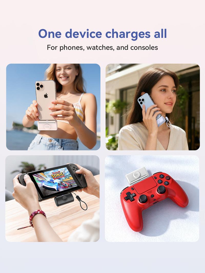 RORRY PalmGo Portable Charger 10000mAh Fast Charging Small Power Bank Travel Essential Battery Pack for iPhone 17/16/15/14/13/12/11 Series and Apple Watch Ultra/11/10/9/SE iPad Android Switch Valentinesdaygift