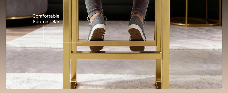 HOMRELEXA Bar Stools with Double Cushion Comfortable Seating, Modern Bar Stools Set of 2 with Footrest, Counter Height Bar Chairs, Easy Assembly, for Kitchen Island, Bar, Counter, chair for dining