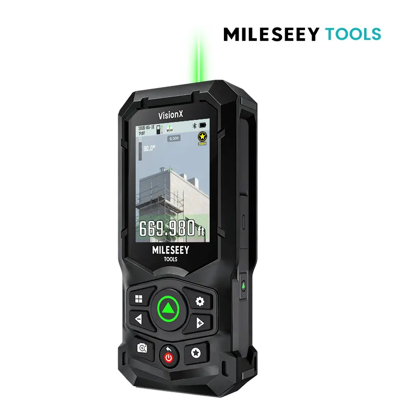 MILESEEY S50C Green Laser Measure with Camera, 8× Digital Zoom, 670ft Range, AMOLED Touchscreen, Point-to-Point, 18 Modes, Smart App Sync, IP65, USB-C Rechargeable, Feet/Meter Conversion, for Outdoor Projects & Indoor Use, Pro Users