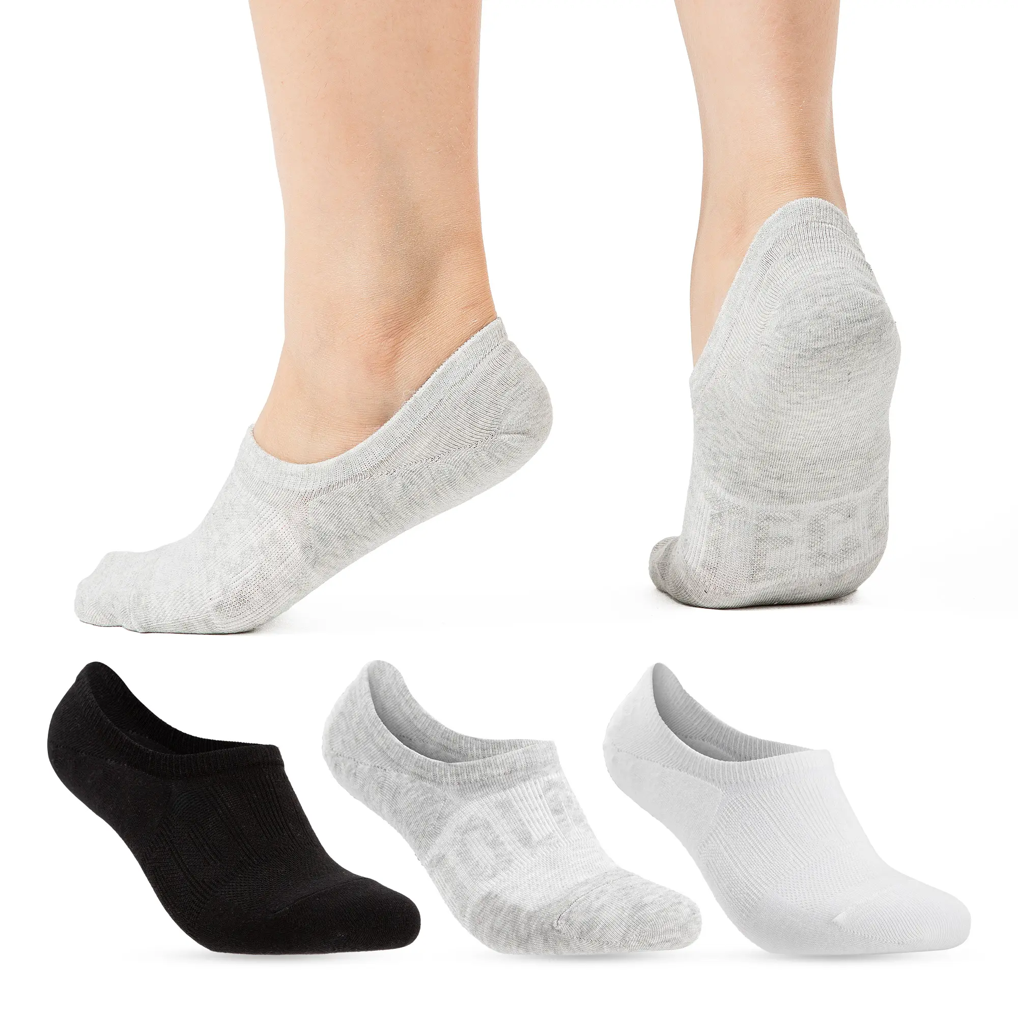 CoolMate 6 Pairs GLOBAL No Show Women Socks, Gifts for Mom (Black, Grey, White)