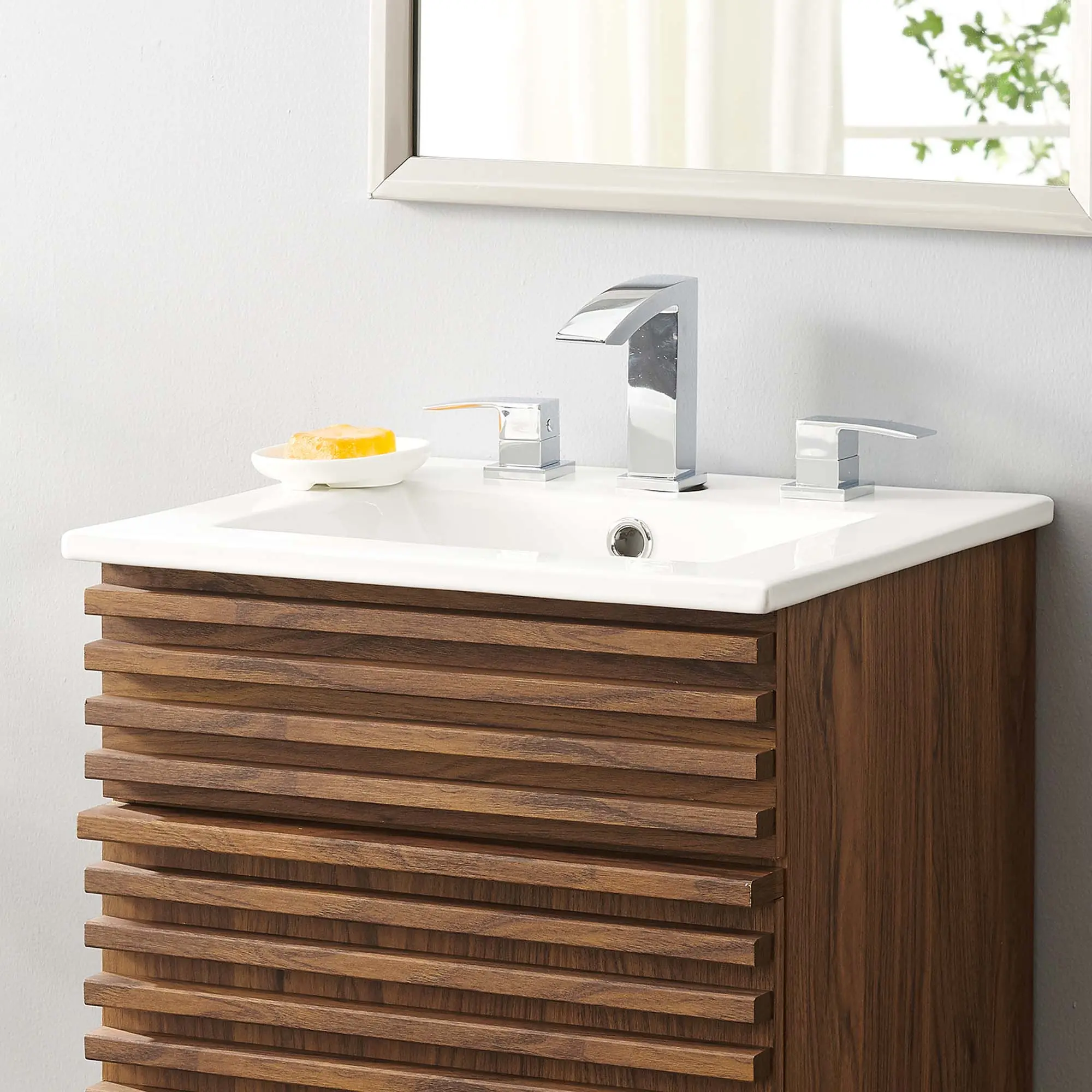 Cayman 18-in White Ceramic Integrated Bathroom Sink - Modern Countertop with Integrated Top, Compatible with Standard Faucets