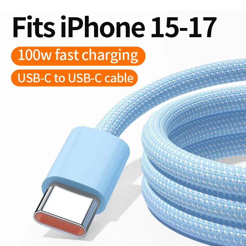 Kaxoe 2M Extra Long for home,USB-C to USB-C Data Sync Braided Charging Cable,Supports up to 100W PD Fast Charging,48-Strand Durable Cord with Silicone Reinforced Head,usb c phone charger cord,Compatible with iPhone 15 16 17 Pro Max tiktokshopbacktoschool