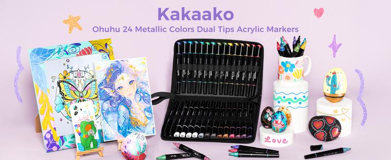 Ohuhu Acrylic Paint Pens:  Dual Tips (Round & Fine) - 30 Colors/60 Colors/90 Colors - Acrylic Markers High Opacity Paint Markers Waterproof Lightfast for Rock Painting Easter Eggs Wood Glass Ceramic Canvas - Kakaako Series of Ohuhuart