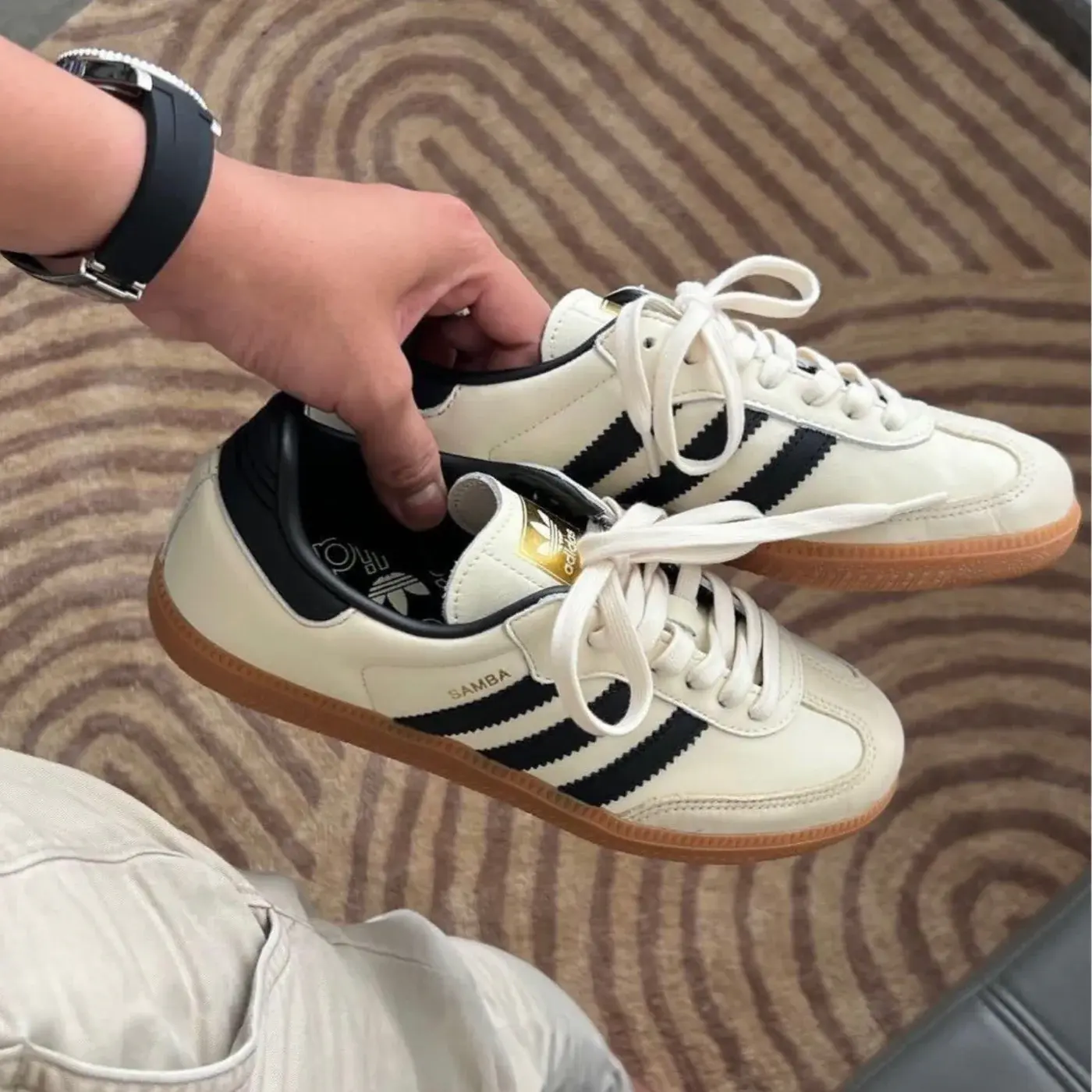 Adidas Samba OG Cream White Sand Strata ID0478 Womens Fashion Shoes New