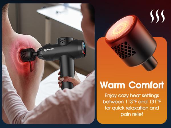 AERLANG Massage Gun with Heat and Cold Deep Tissue Percussion Massager for Pain Relief 7 Interchangeable Heads & LCD Display Travel-Friendly Gift