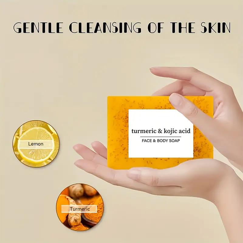 3PCSTurmeric & Kojic Soap 3PCSTurmeric Bar Soap for Natural Skin Care Gentle Cleansing and Moisturizing Brightening Soap