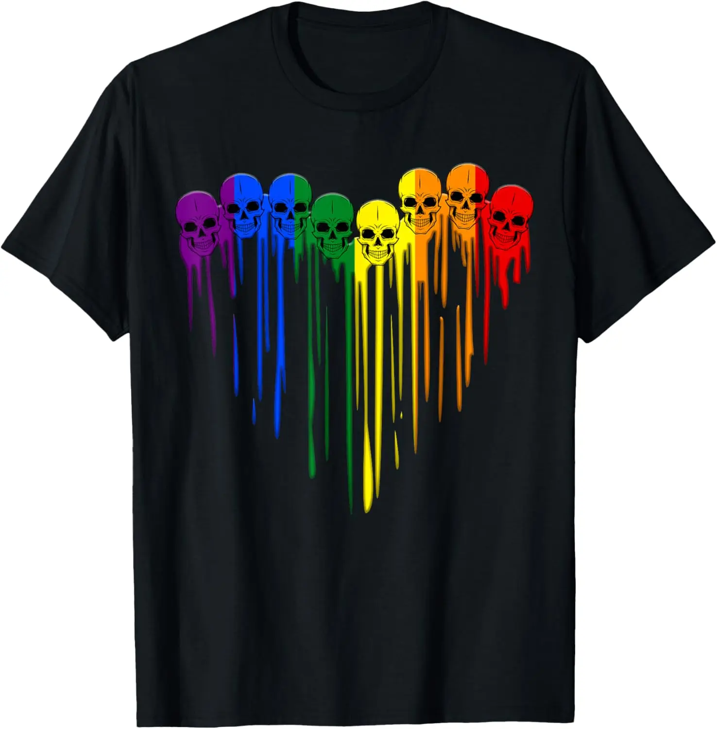 LGBT Gay Pride Skull Rainbow Heart LGBT Support T-Shirt Pure Cotton Graphic Tees Menswear Top: Gifts for Men & Women
