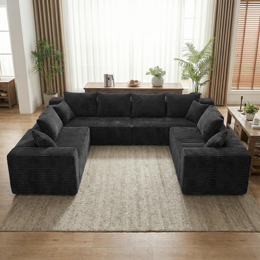139'' Oversized U Shaped Sectional Couches, 8 Seater Modular Boneless Cloud Sofa with Chaise Lounges, 4-in-1 Flexible Combination Deep Seat Corner Large Couch,No Assembly for Living Room