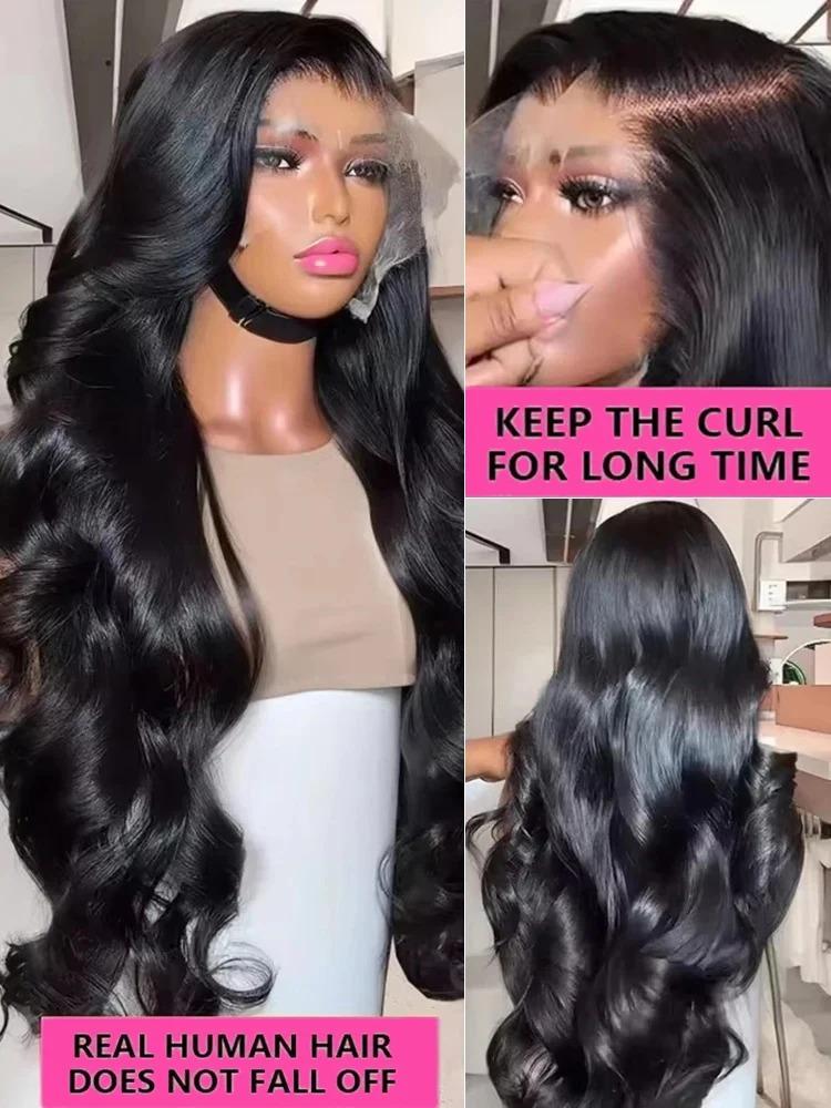 [28" Only for 95$]Body Wave 13X6 Drawstring Glueless Wig Human Hair Brazilian 13x4 Transparent Lace Frontal Human Hair Wig 6x4 Wear Go Pre Cut Lace Closure Wig Preplucked Hairline Natural Black Beauty Sponges Beauty Products