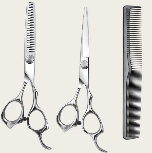 3Pcs Professional Hair Scissors Set,Stainless Steel Straight Shear & Thinning Shear with Thinning Comb,Rust Resistant Wearproof Durable,Smooth Cutting Performance,for Barber Salon and Self Hair Cutting,Heat-Free Hairdressing Tool Kit